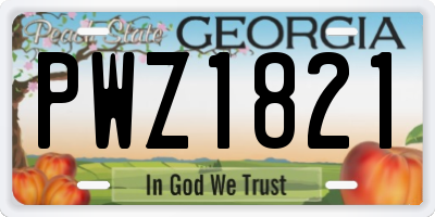 GA license plate PWZ1821