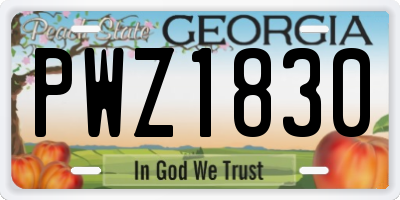 GA license plate PWZ1830