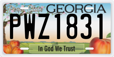 GA license plate PWZ1831