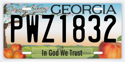 GA license plate PWZ1832