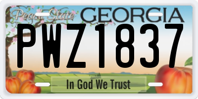 GA license plate PWZ1837