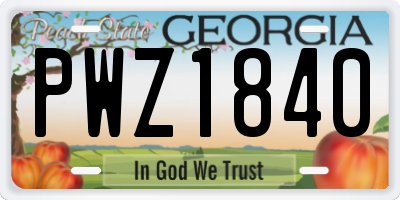 GA license plate PWZ1840