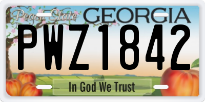 GA license plate PWZ1842