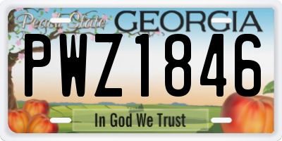 GA license plate PWZ1846