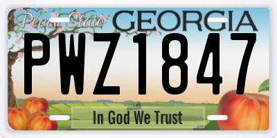 GA license plate PWZ1847