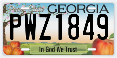 GA license plate PWZ1849