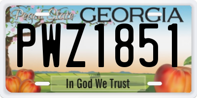 GA license plate PWZ1851