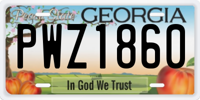 GA license plate PWZ1860