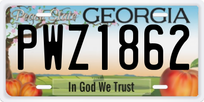 GA license plate PWZ1862