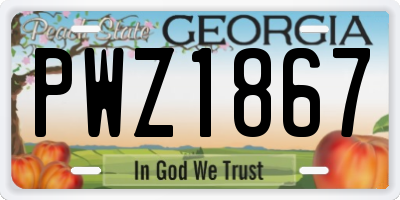 GA license plate PWZ1867