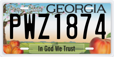 GA license plate PWZ1874