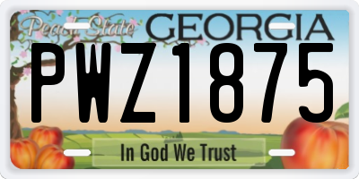 GA license plate PWZ1875