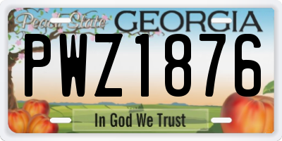 GA license plate PWZ1876