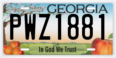 GA license plate PWZ1881