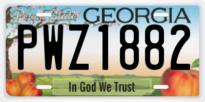 GA license plate PWZ1882
