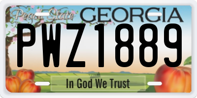 GA license plate PWZ1889