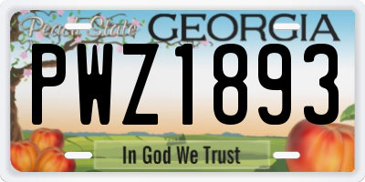 GA license plate PWZ1893