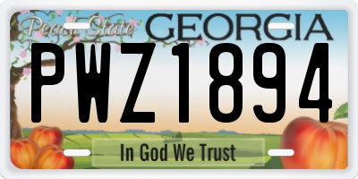 GA license plate PWZ1894