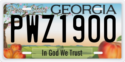 GA license plate PWZ1900