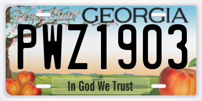 GA license plate PWZ1903