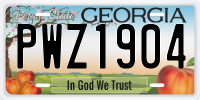 GA license plate PWZ1904