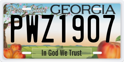 GA license plate PWZ1907