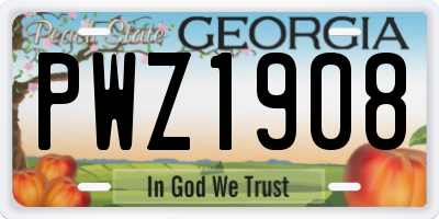 GA license plate PWZ1908