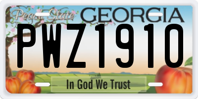 GA license plate PWZ1910
