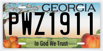 GA license plate PWZ1911