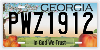 GA license plate PWZ1912