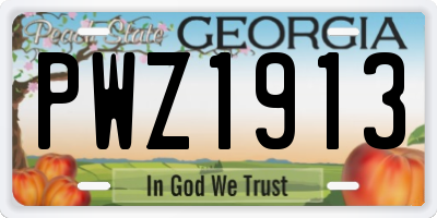 GA license plate PWZ1913