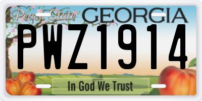 GA license plate PWZ1914