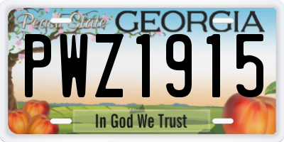 GA license plate PWZ1915