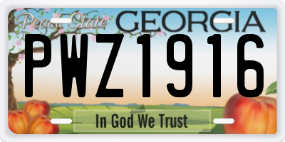 GA license plate PWZ1916