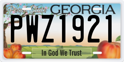GA license plate PWZ1921