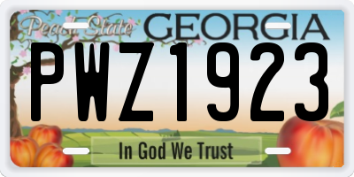 GA license plate PWZ1923