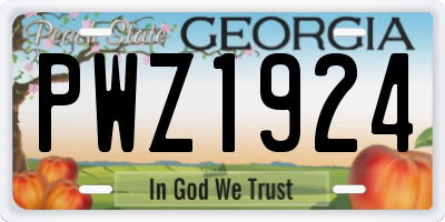 GA license plate PWZ1924