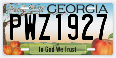 GA license plate PWZ1927