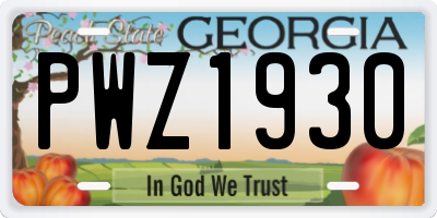 GA license plate PWZ1930