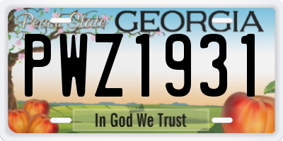 GA license plate PWZ1931