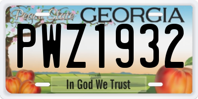 GA license plate PWZ1932