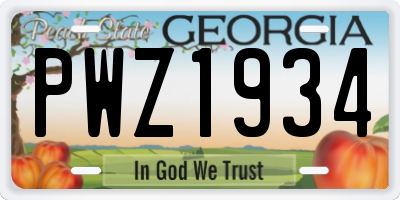 GA license plate PWZ1934