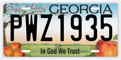 GA license plate PWZ1935