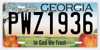 GA license plate PWZ1936