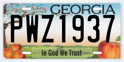 GA license plate PWZ1937