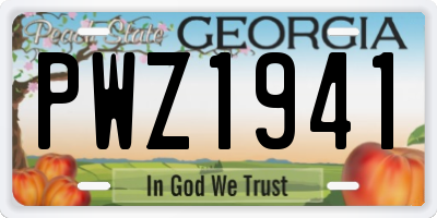 GA license plate PWZ1941