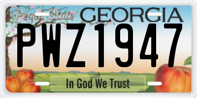 GA license plate PWZ1947