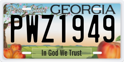 GA license plate PWZ1949
