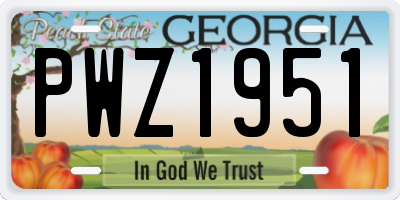 GA license plate PWZ1951