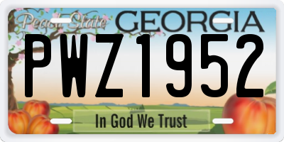 GA license plate PWZ1952